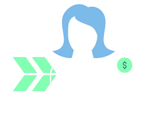 Icon with arrows pointing to a person holding money